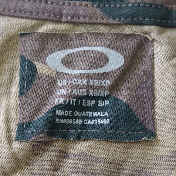 Oakley Angels Baseball Olive & Tan Camo Short Sleeve Tee Women's Size XS - Picture 6 of 11
